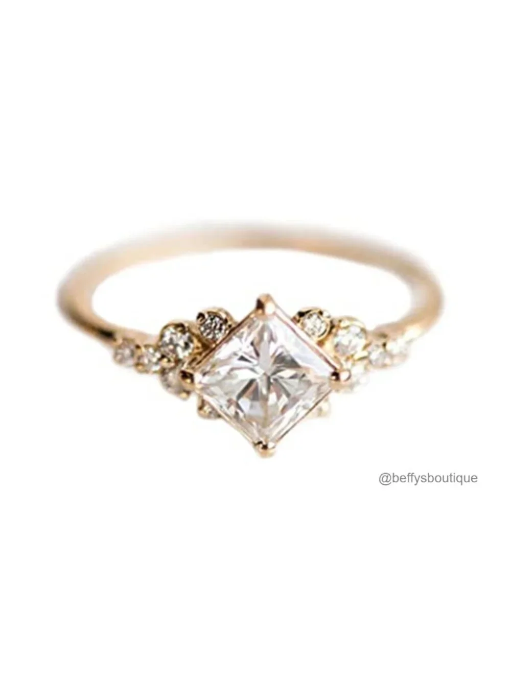 Vintage Halo Ring 14k Gold Plated CZ Wedding Engagement Band